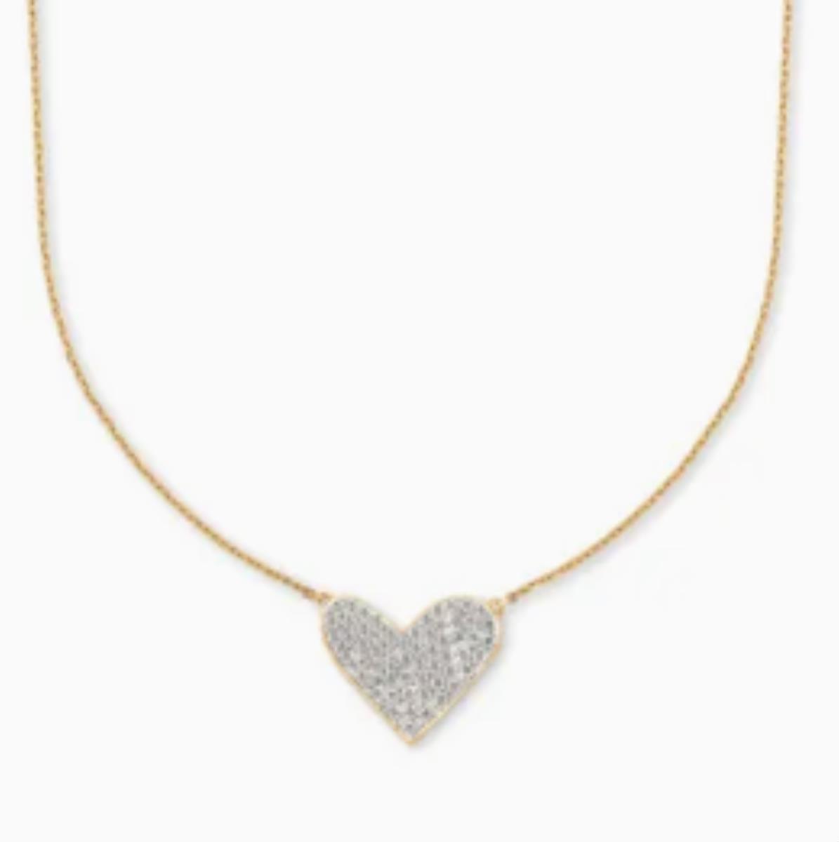 Sterling Silver Yellow Pave Heart 18" Necklace
