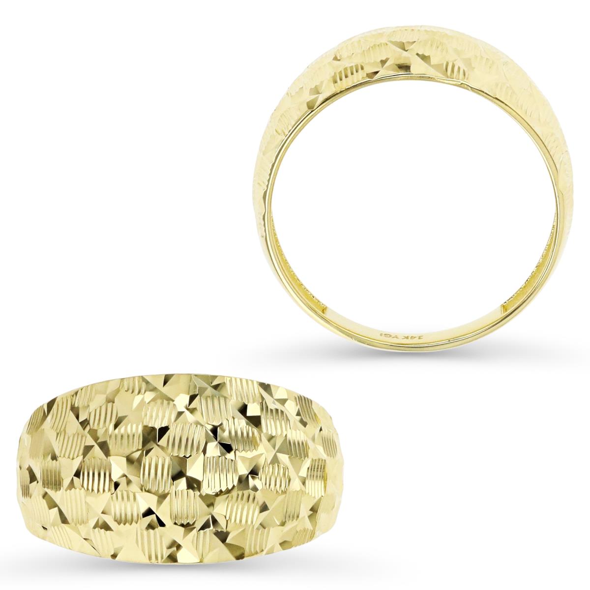 14K Yellow Gold Diamond Cut Band Ring
