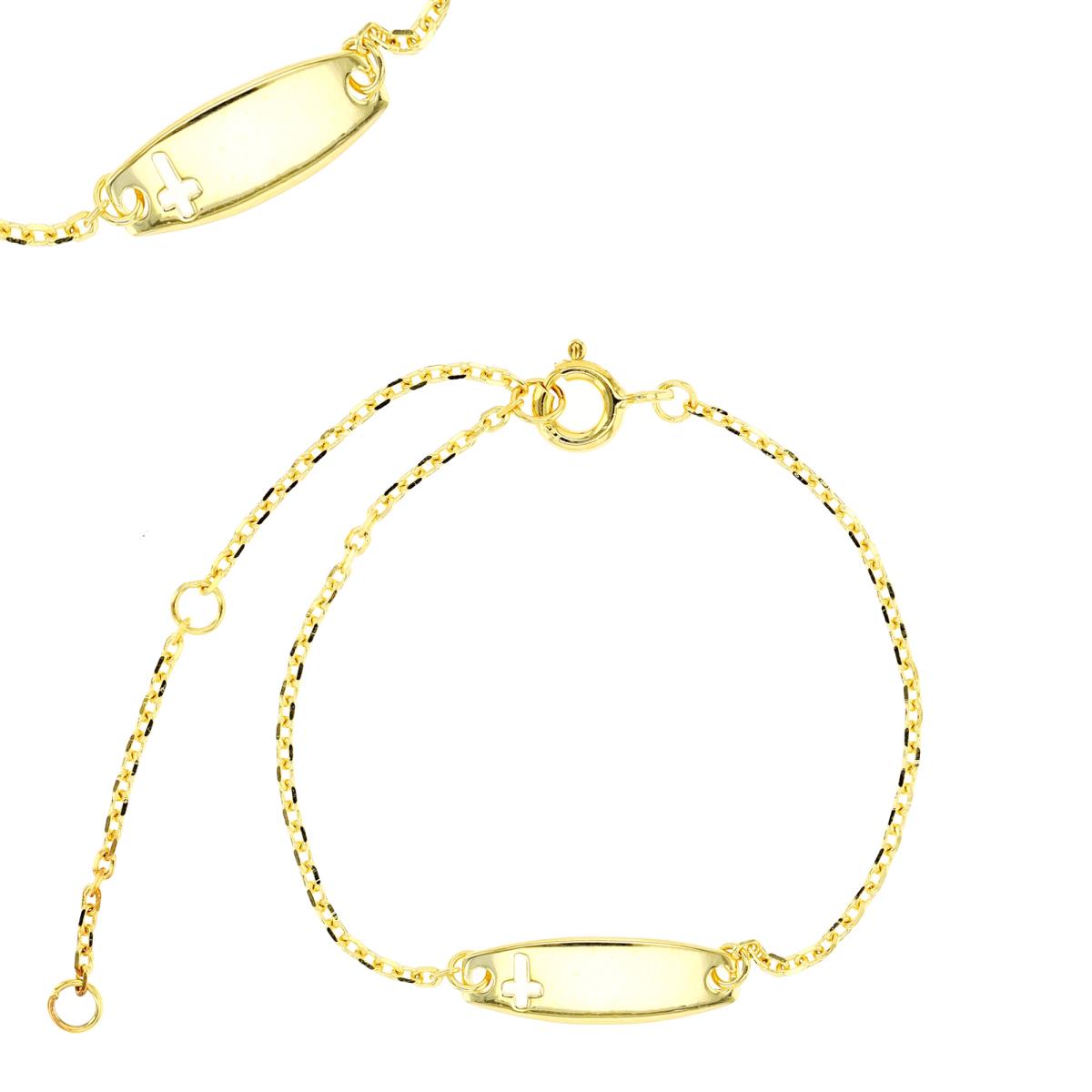 Sterling Silver Yellow 6MM ID Cross Polished 5+1+1" Bracelet