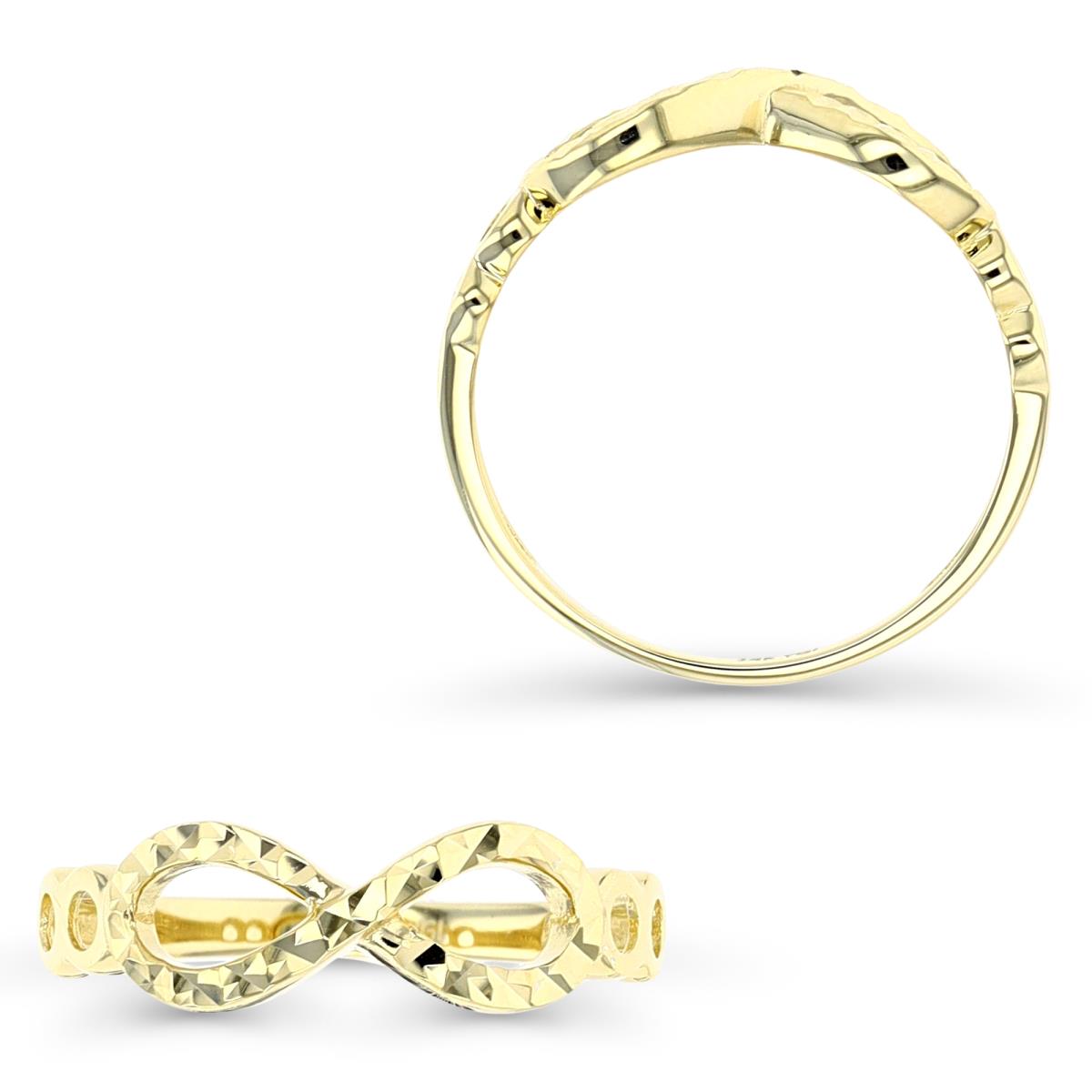14K Yellow Gold Diamond Cut Infinity Ring