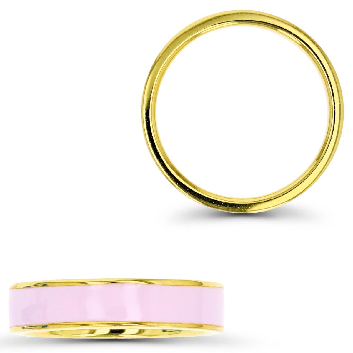 Sterling Silver Yellow Pink Enamel Band Ring