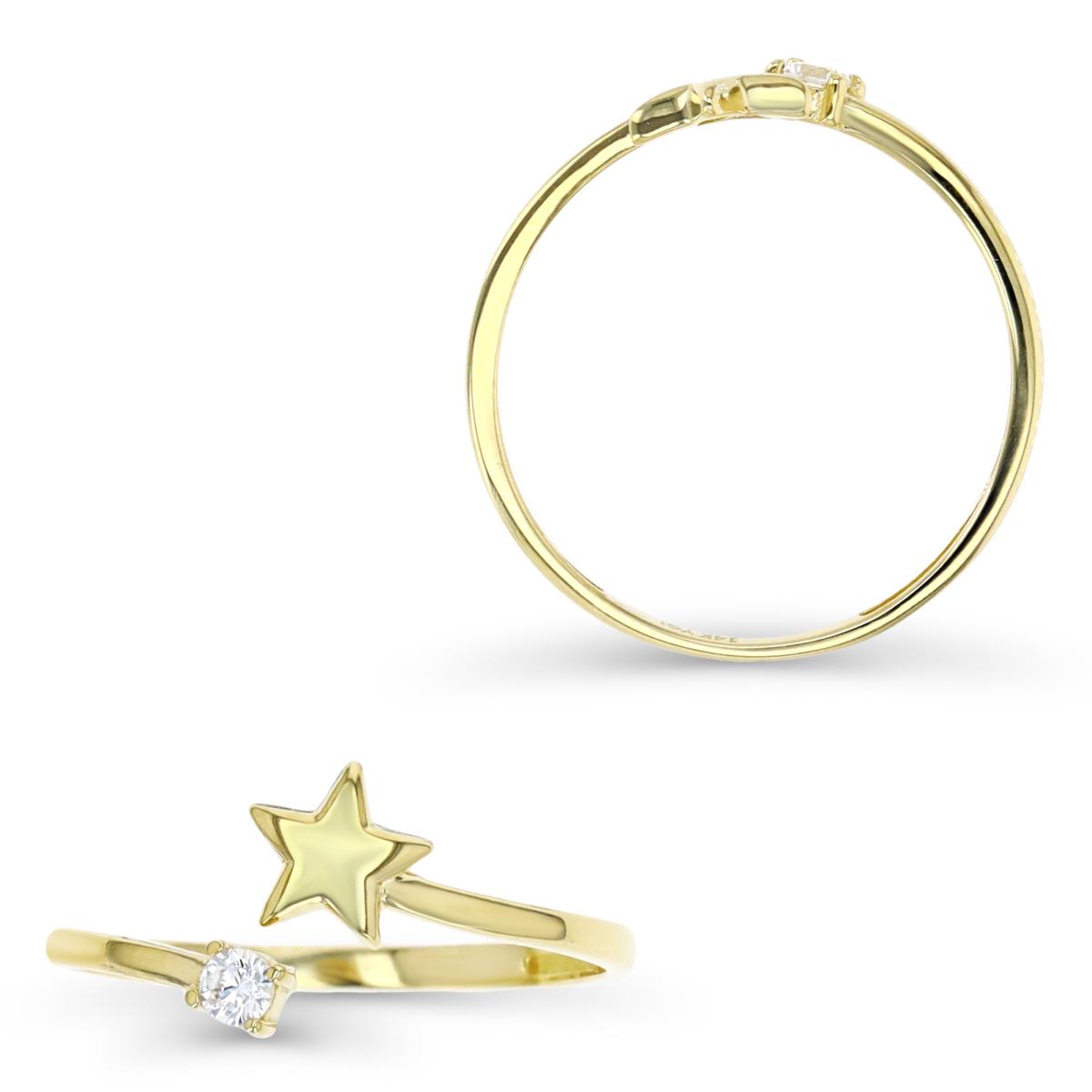 14K Yellow Gold Polished Star & 3mm RD CZ Ring