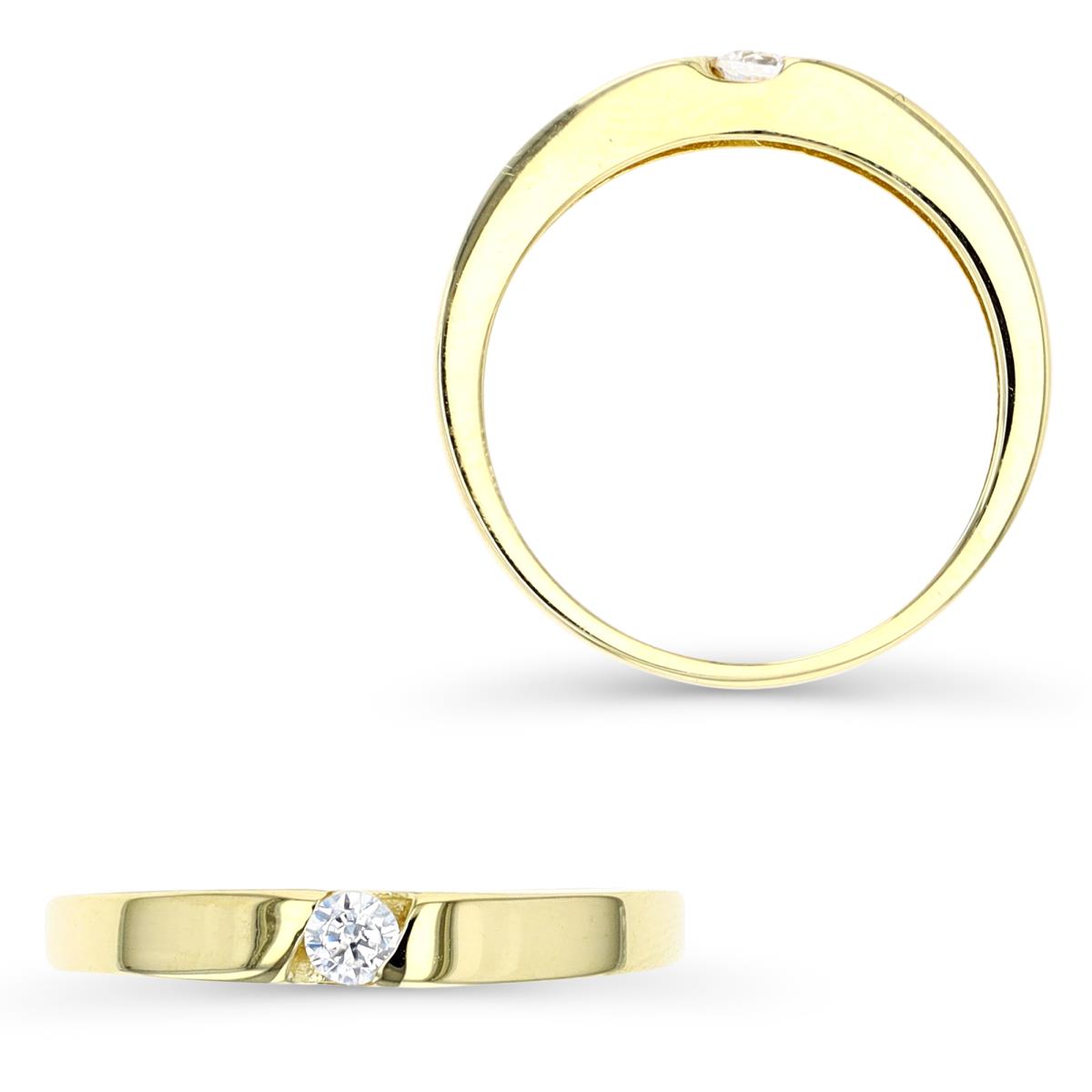 14K Yellow Gold Polished 3mm CZ Ring