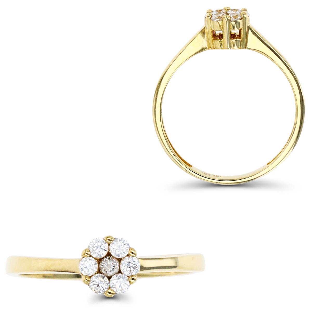 14K Yellow Gold Cluster CZ Ring