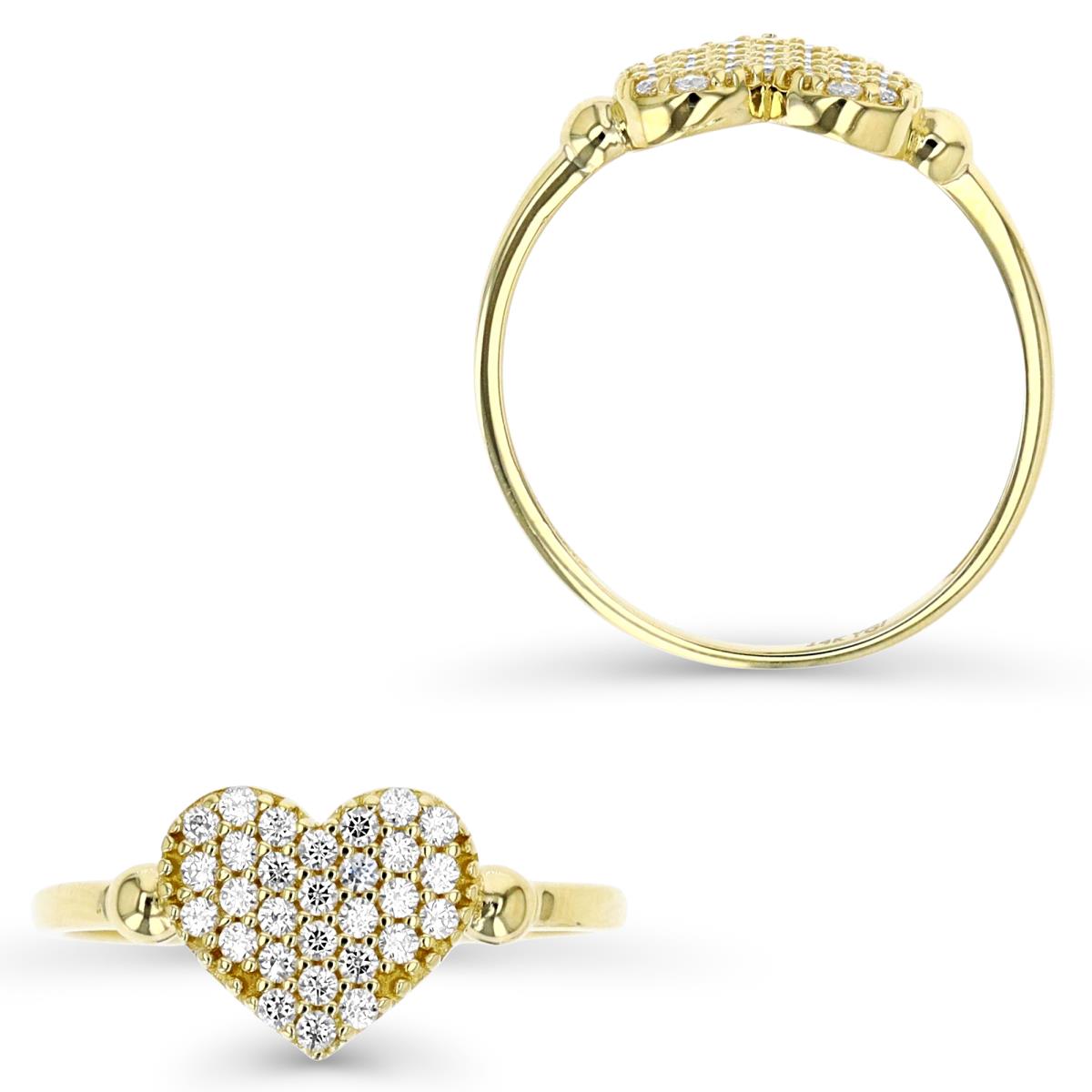 14K Yellow Gold Pave Heart Ring
