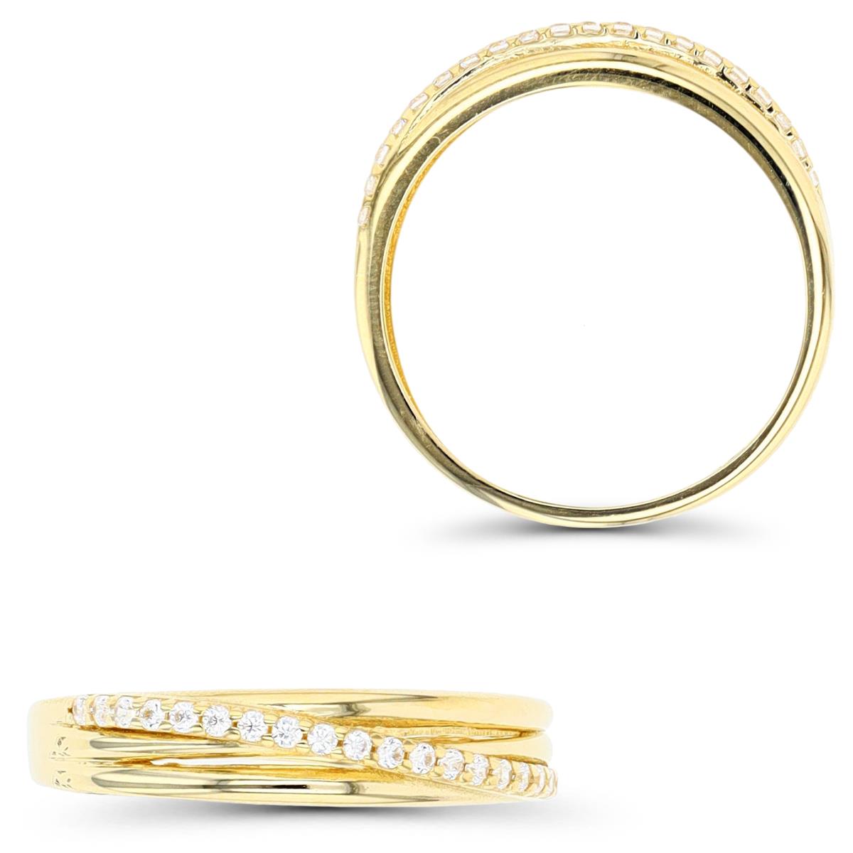 14K Yellow Gold Polished & CZ Overlapping Ring