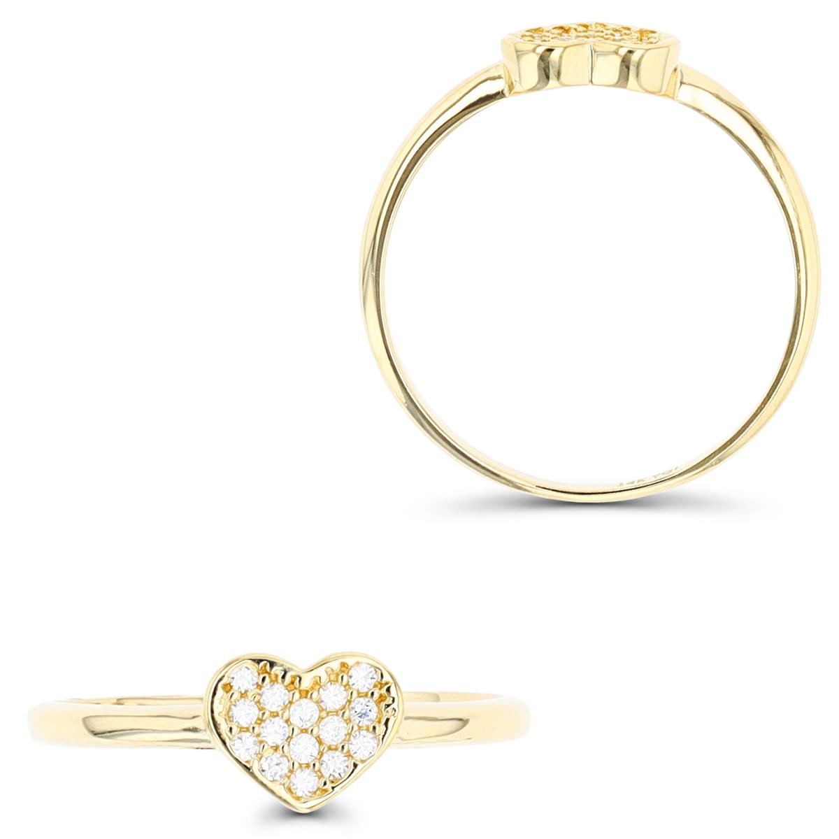 14K Yellow Gold Pave Heart Fashion Ring