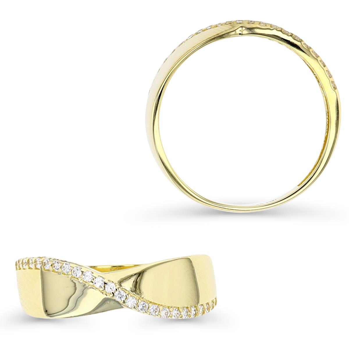 14K Yellow Gold Polished with CZ String Ring