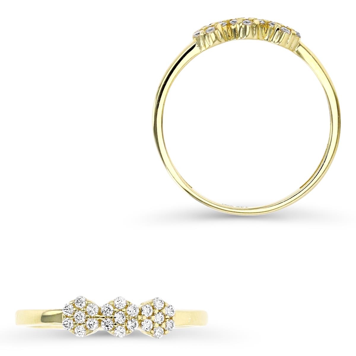 14K Yellow Gold Triple Cluster Ring