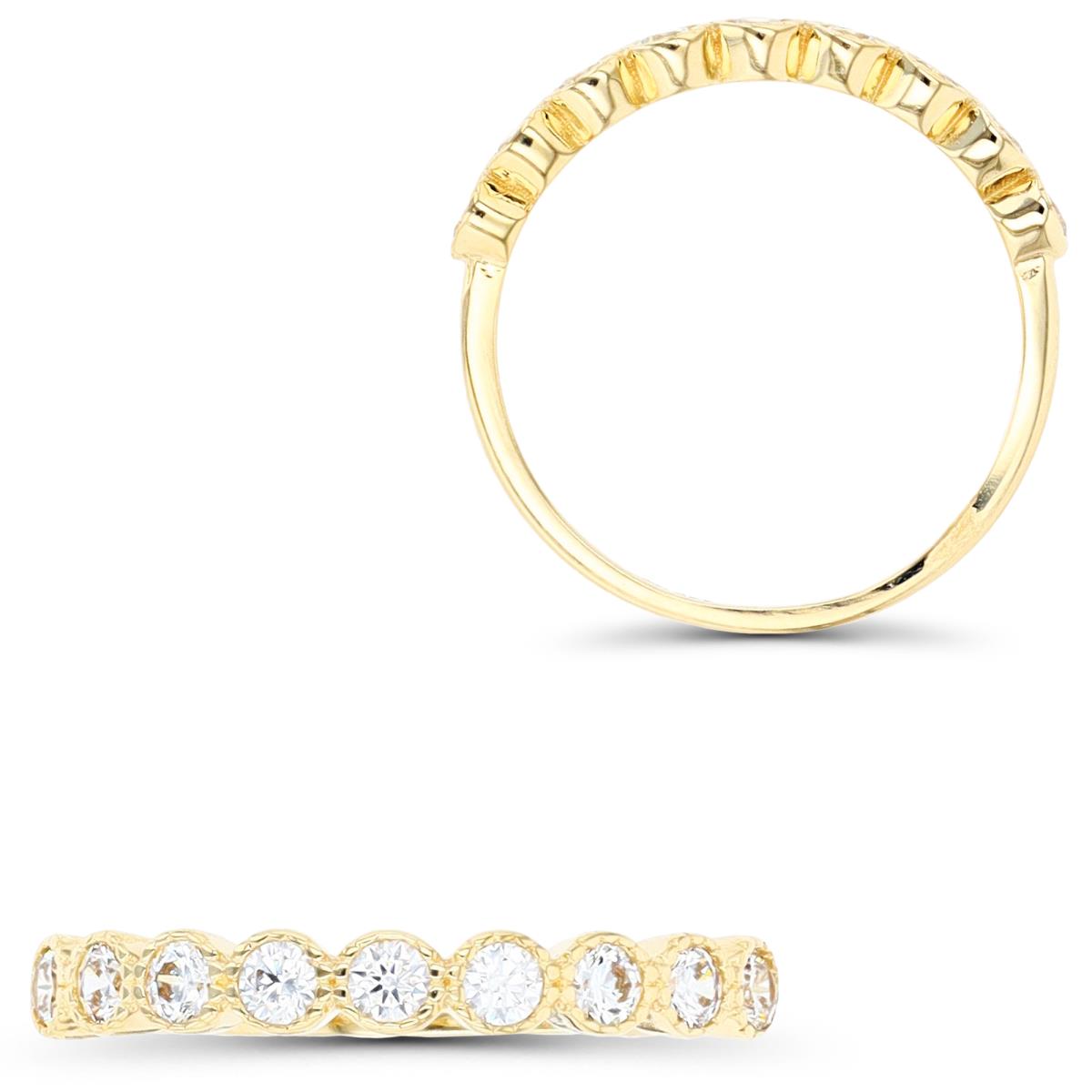 14K Yellow Gold Milgrain Bezel Fashion Ring