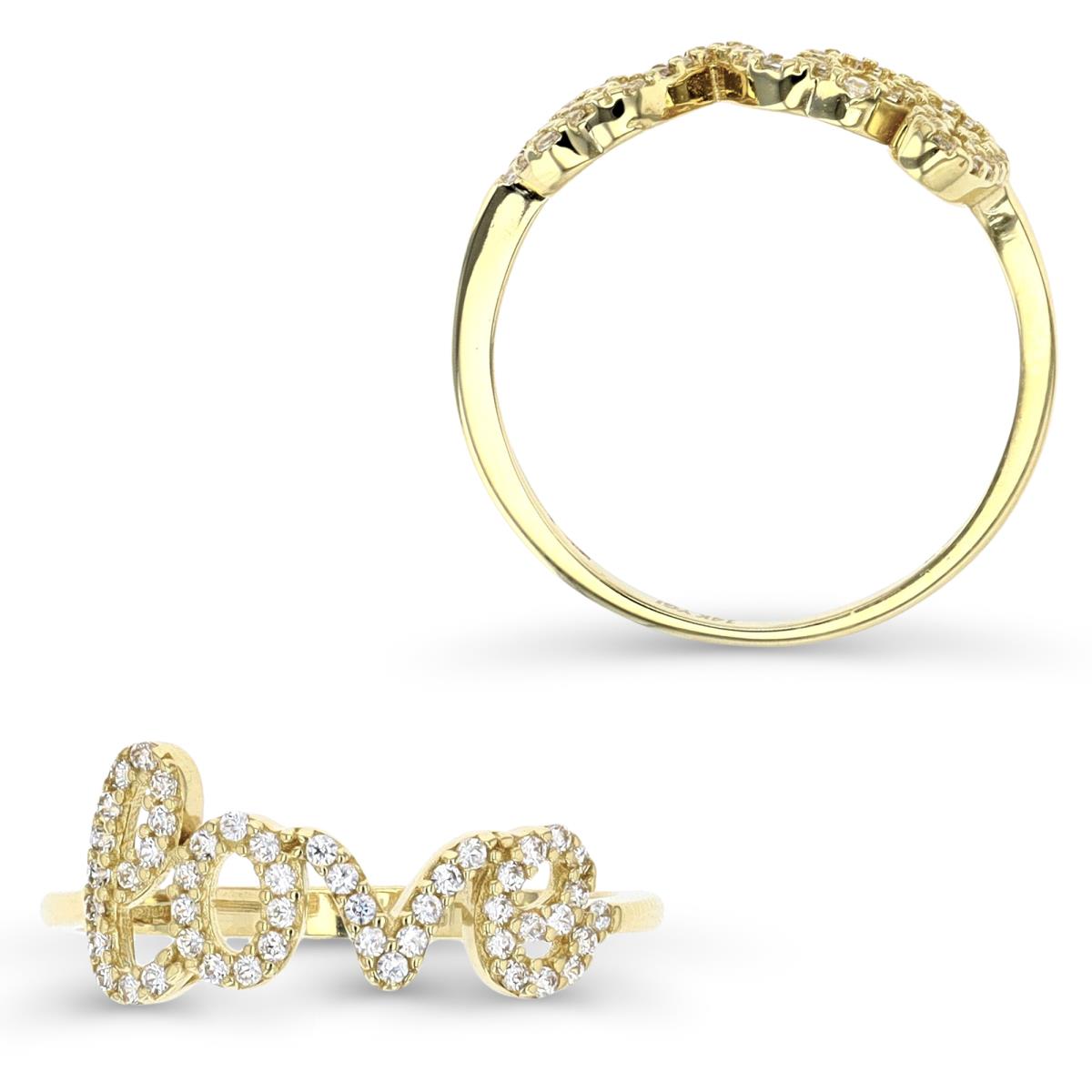 14K Yellow Gold Pave "Love" Ring