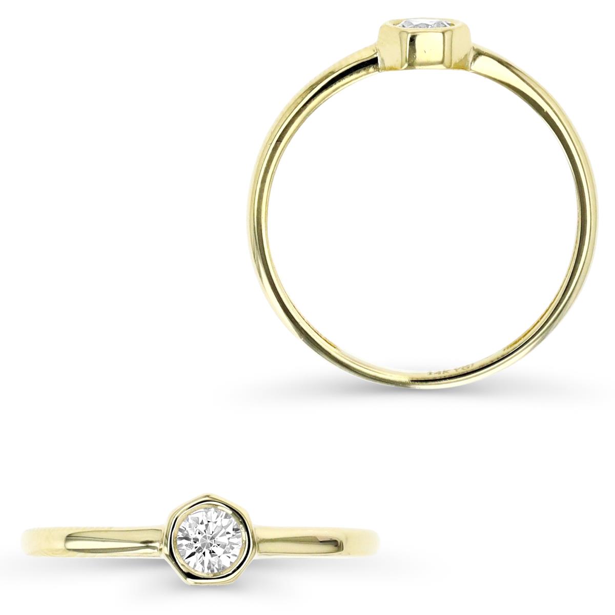14K Yellow Gold 3.5mm Solitaire Octagon Bezel Ring