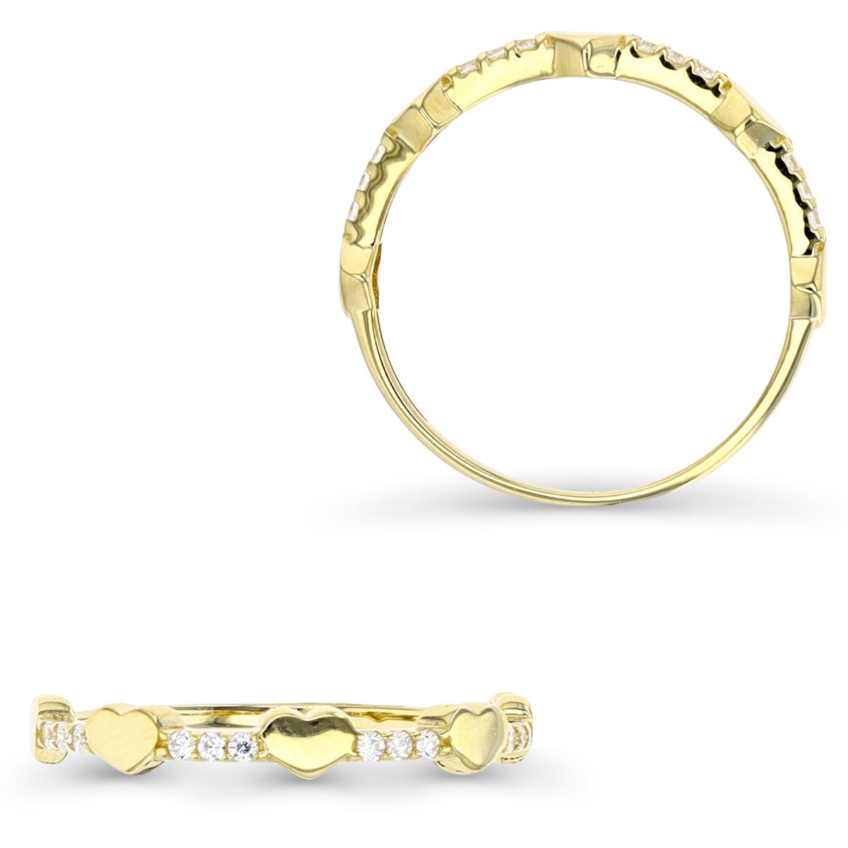 14K Yellow Gold Heart Station CZ Ring