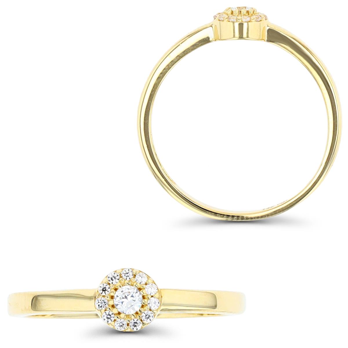 14K Yellow Gold 2mm Rd CZ Halo Ring