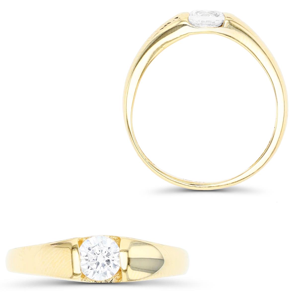 14K Yellow Gold 4.5mm RD CZ Polished Ring