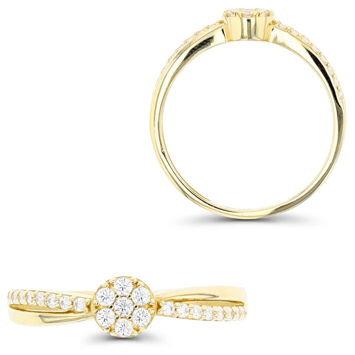 14K Yellow Gold Cluster CZ Twist Ring