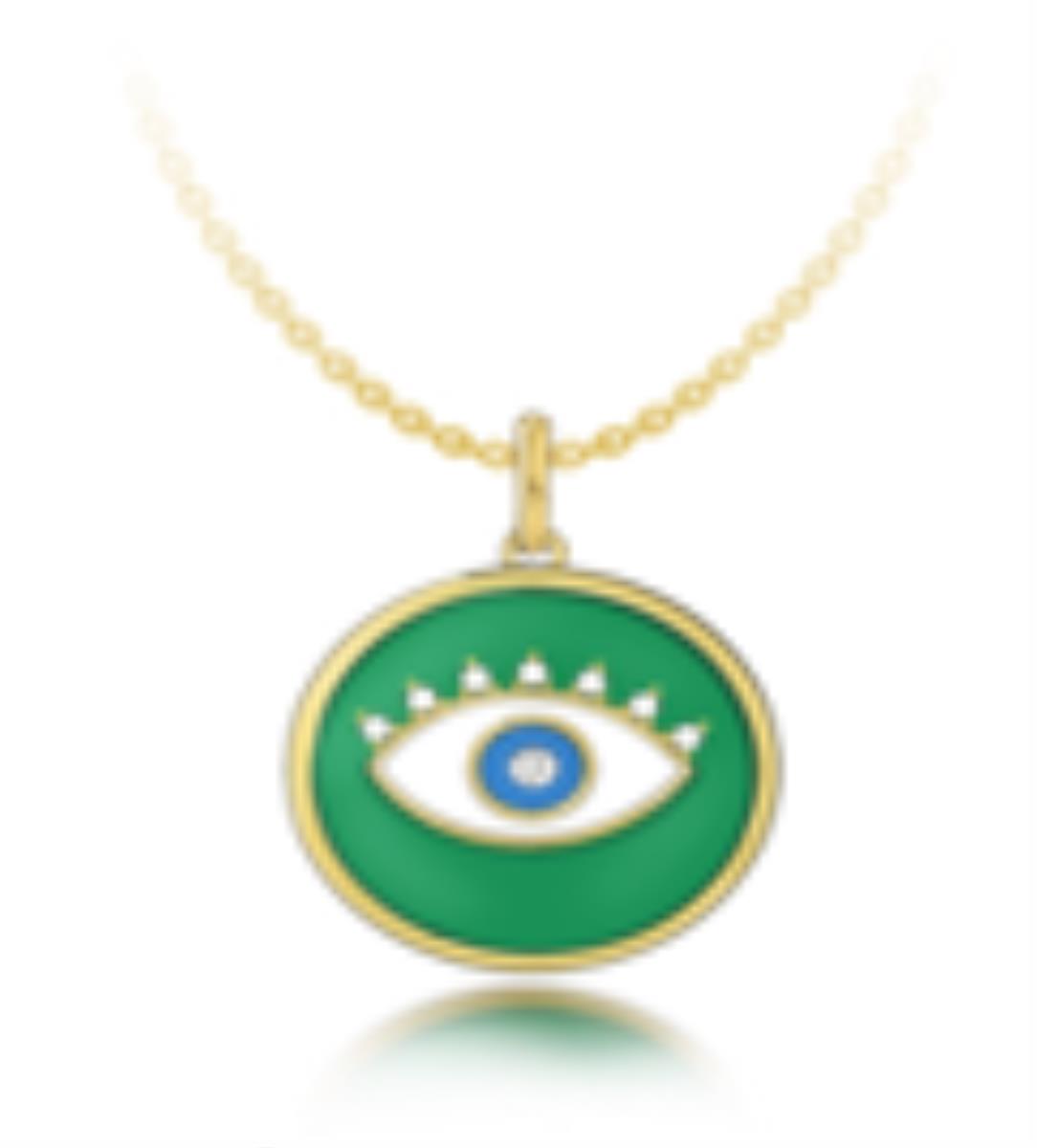 10K Yellow Gold Enamel Evil Eye 18" Necklace
