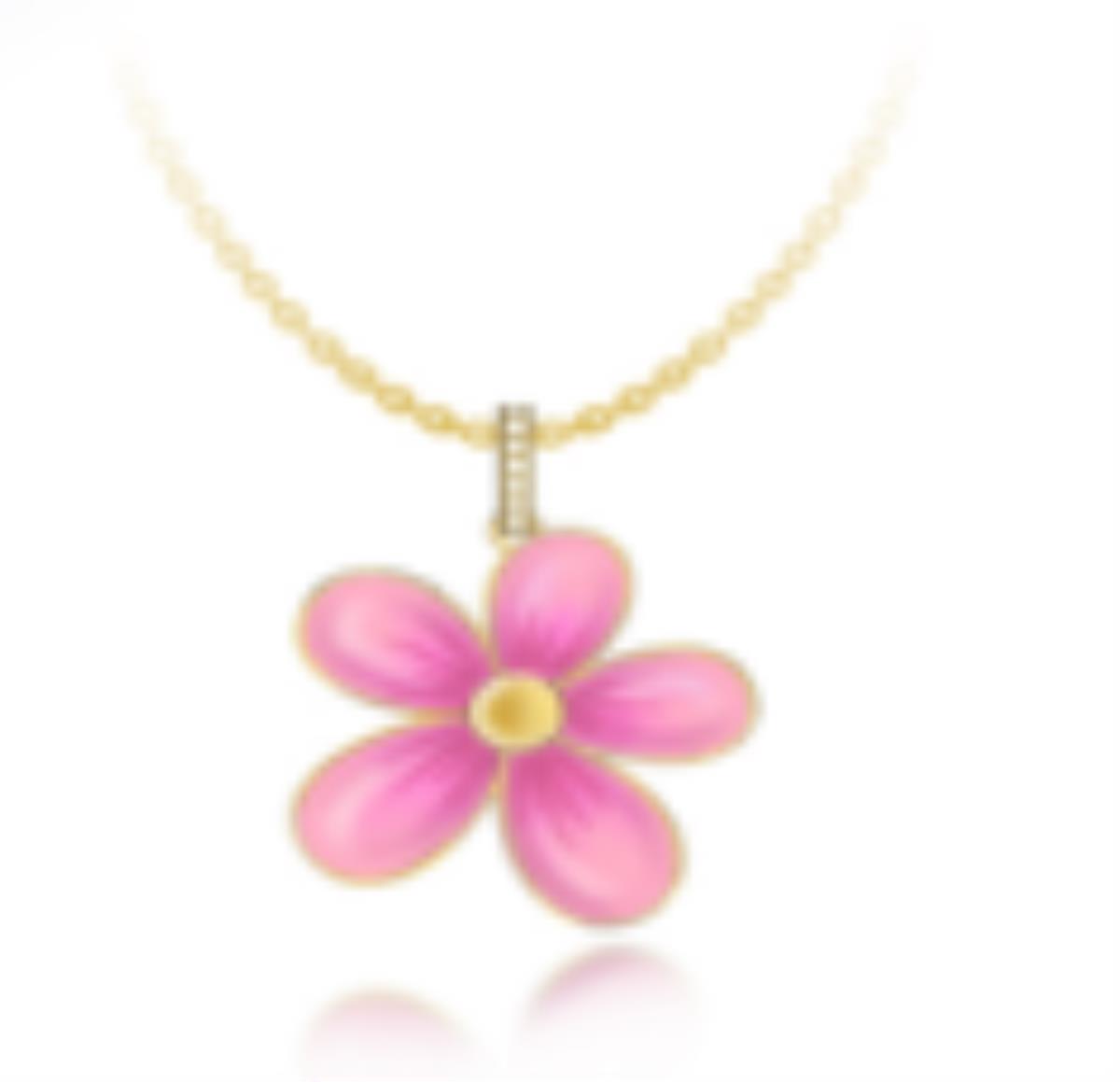 Sterling Silver Yellow Enamel & Cr. White Sapphire Flower 18" Necklace