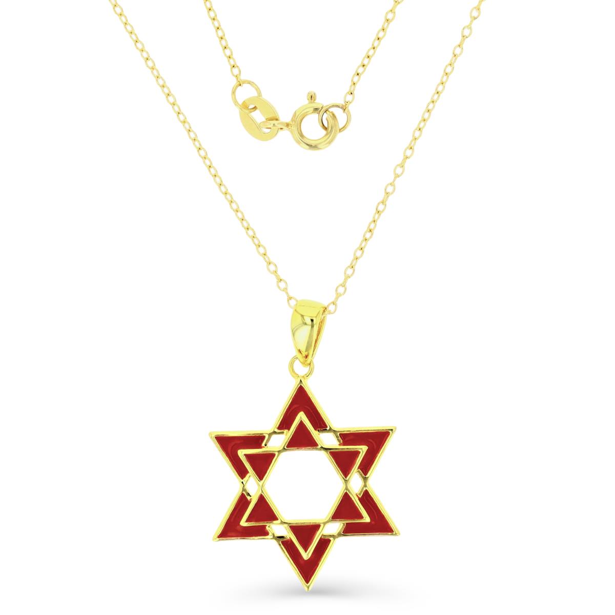 Sterling Silver Yellow Enamel Star of David 18" Necklace