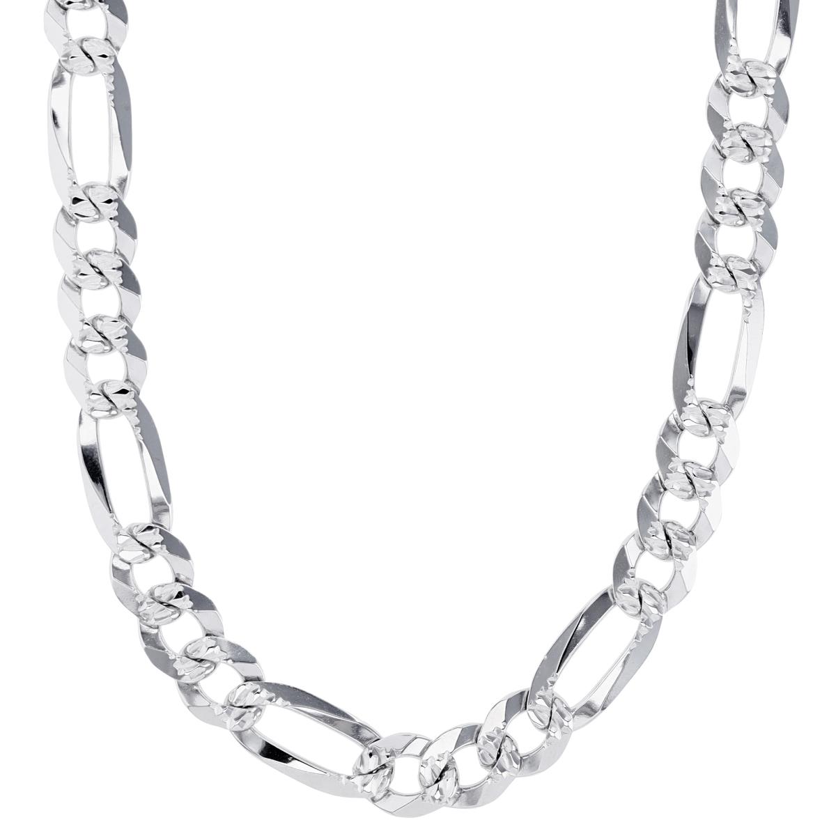 Sterling Silver Rhodium 8.5MM Link Figaro  20" Necklace