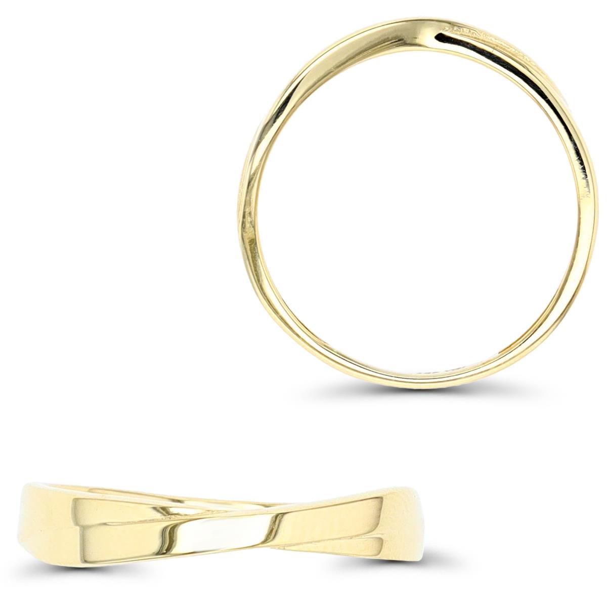 10K Yellow Gold Polished Criss Cross Band Ring