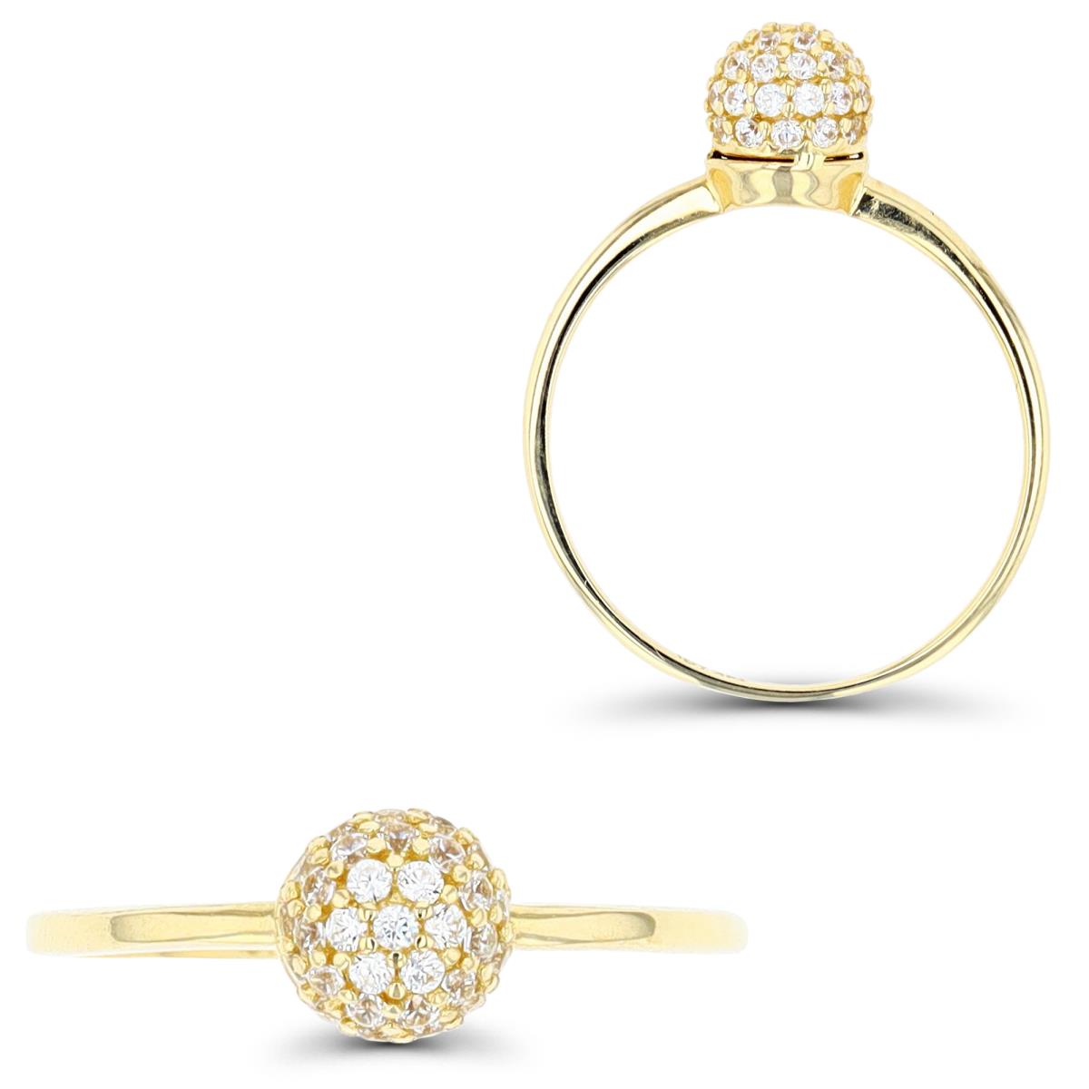 10K Yellow Gold Pave Ball Ring