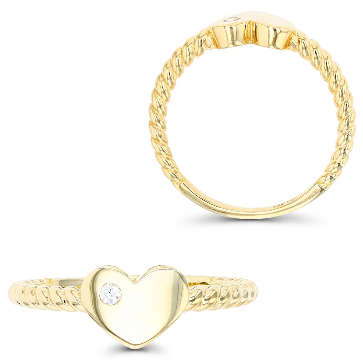 10K Yellow Gold Heart Twist Band Ring