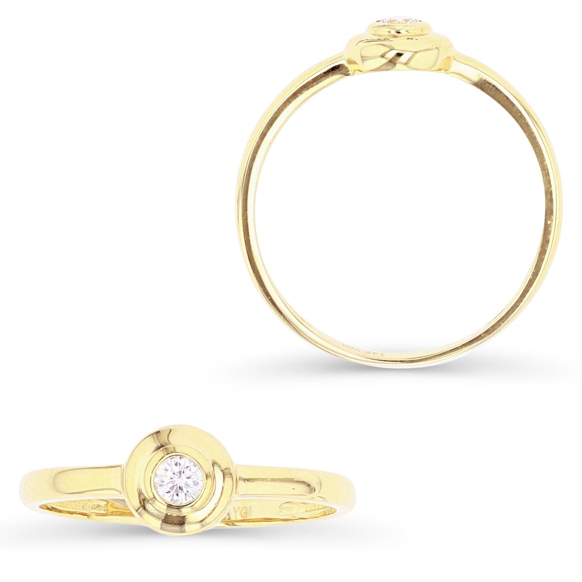10K Yellow Gold Rd CZ Thick Bezel Ring