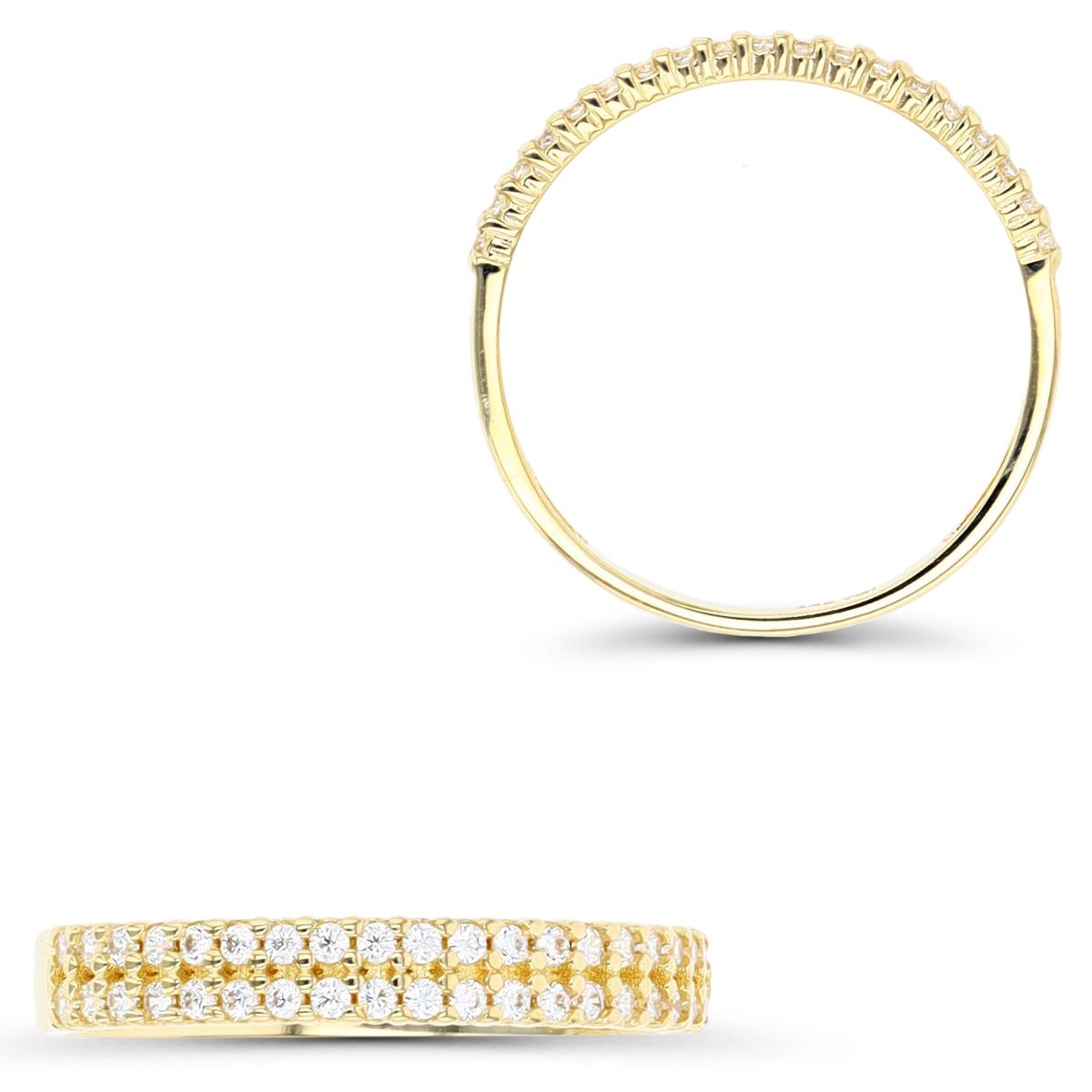 10K Yellow Gold Pave 2-Row CZ Ring