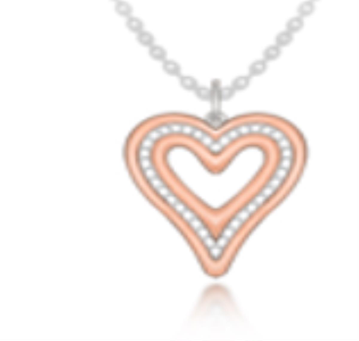 Sterling Silver Rhodium Enamel & CZ Heart 18" Necklace