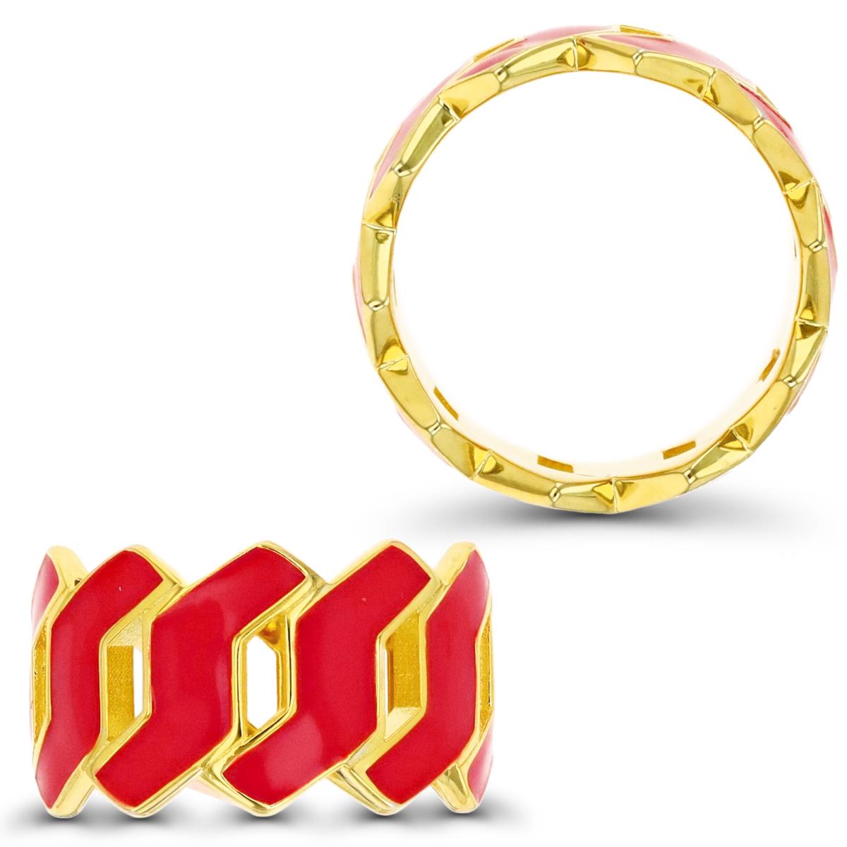 Sterling Silver Yellow Pink Enamel Link Eternity Ring