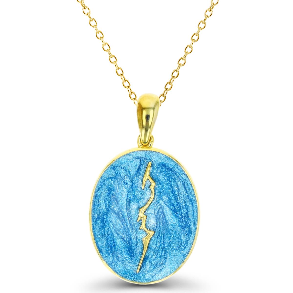 Sterling Silver Yellow Sky Blue Enamel Thunder 18" Necklace