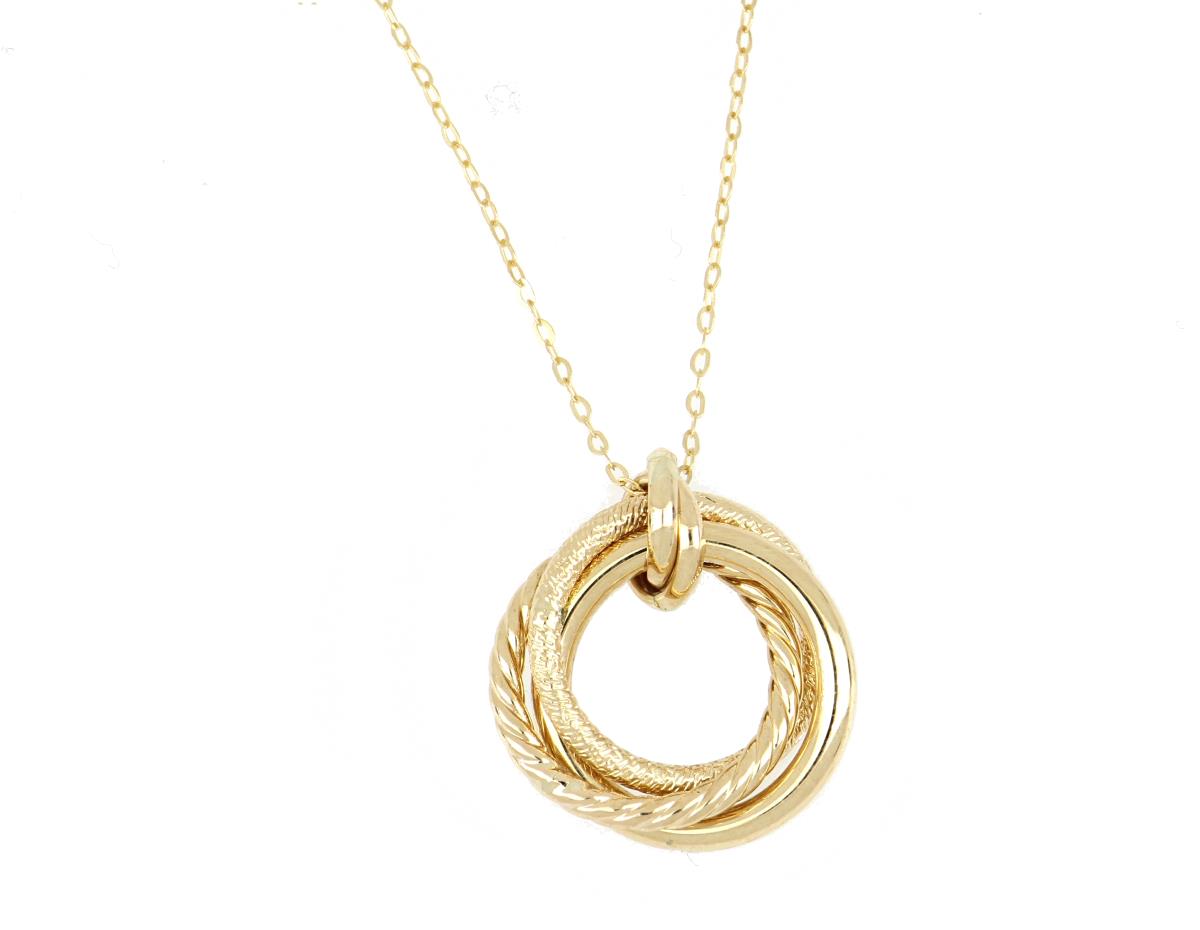 14K Yellow Gold Polished, DC & Rope Tube 18" Necklace
