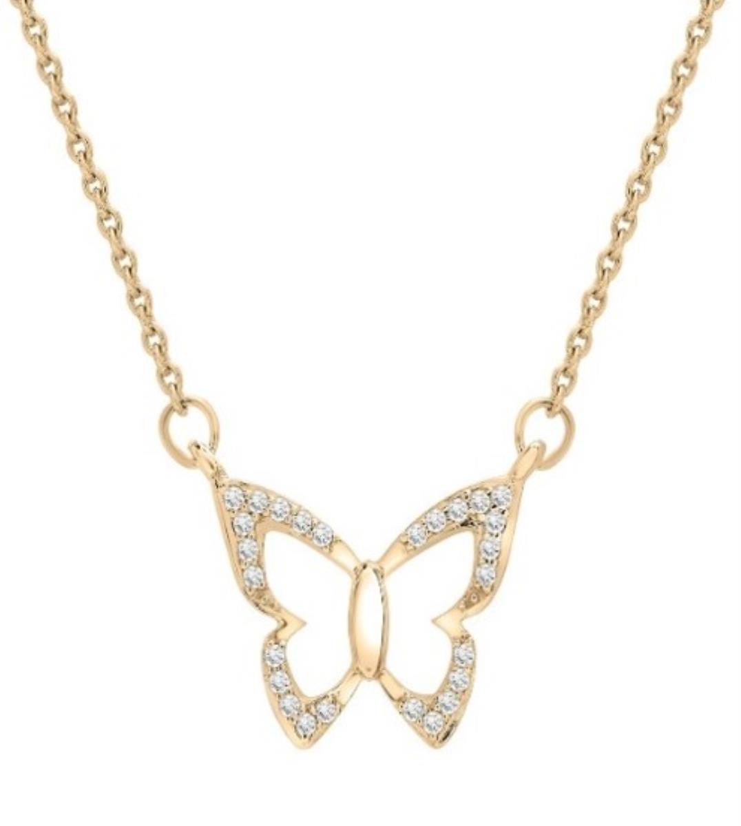 Sterling Silver Yellow Butterfly 18" Necklace