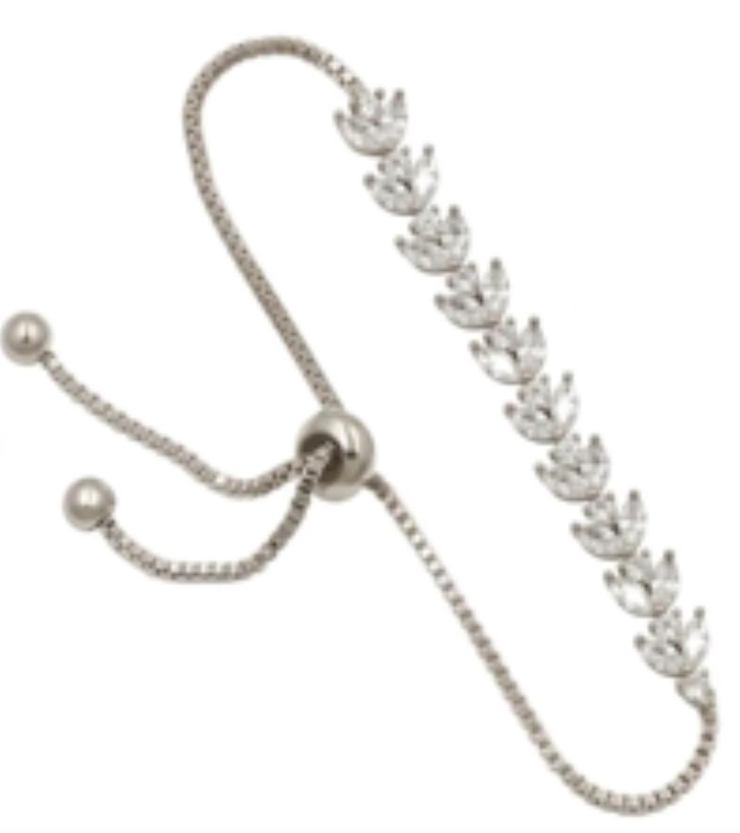 Sterling Silver Rhodium Branch CRW Adjustable Bracelet