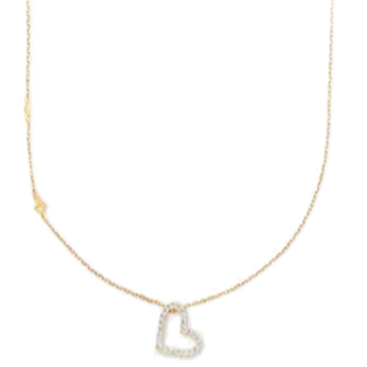 Sterling Silver Yellow CRW Open Heart 18" Necklace