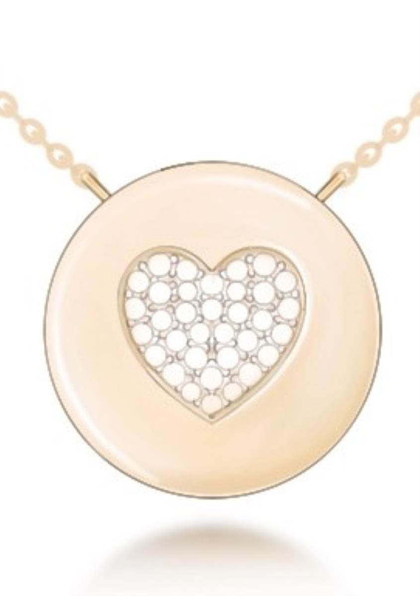 Sterling Silver Yellow Heart Circle Medal 18" Necklace