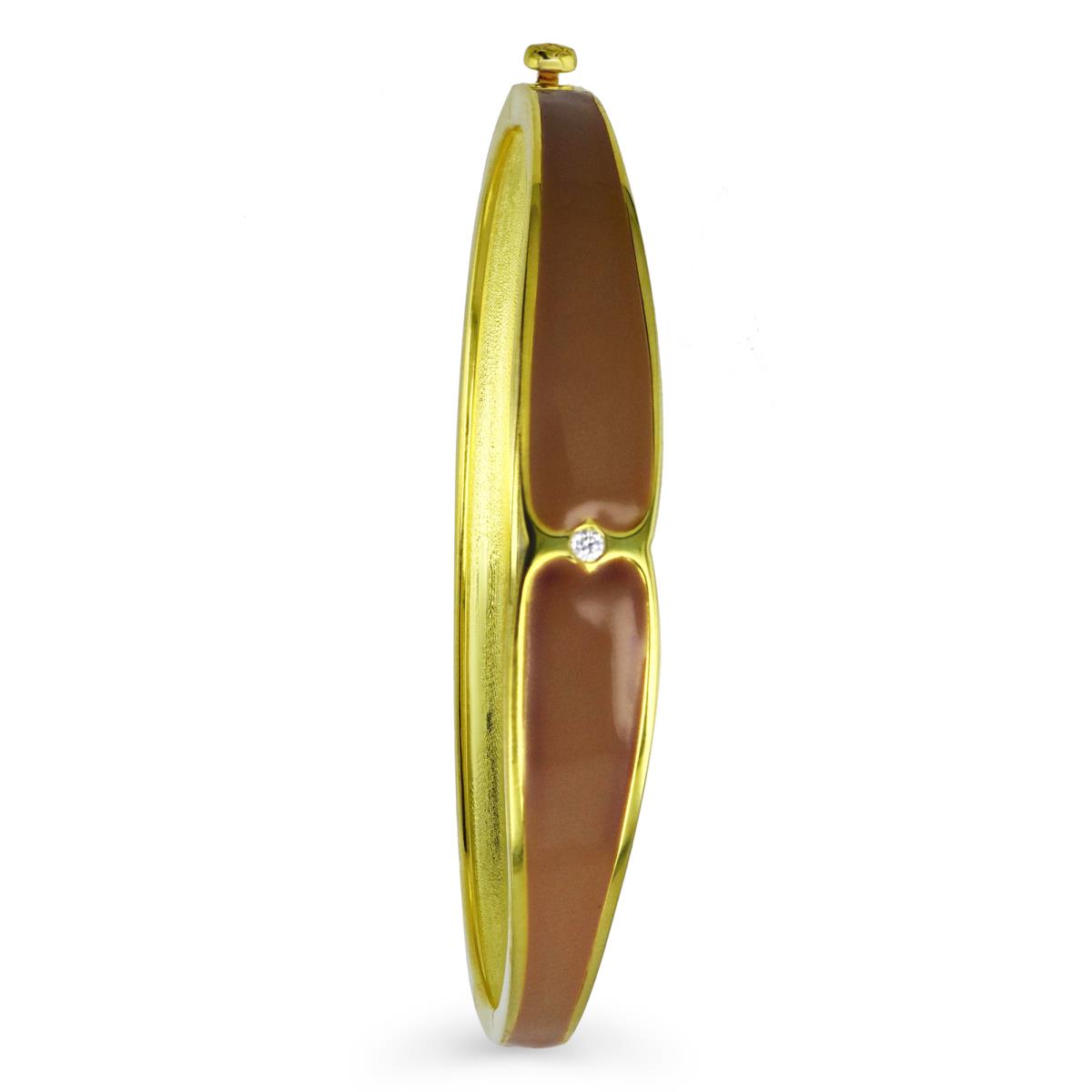 Sterling Silver Yellow Taupe Enamel Bangle Bracelet