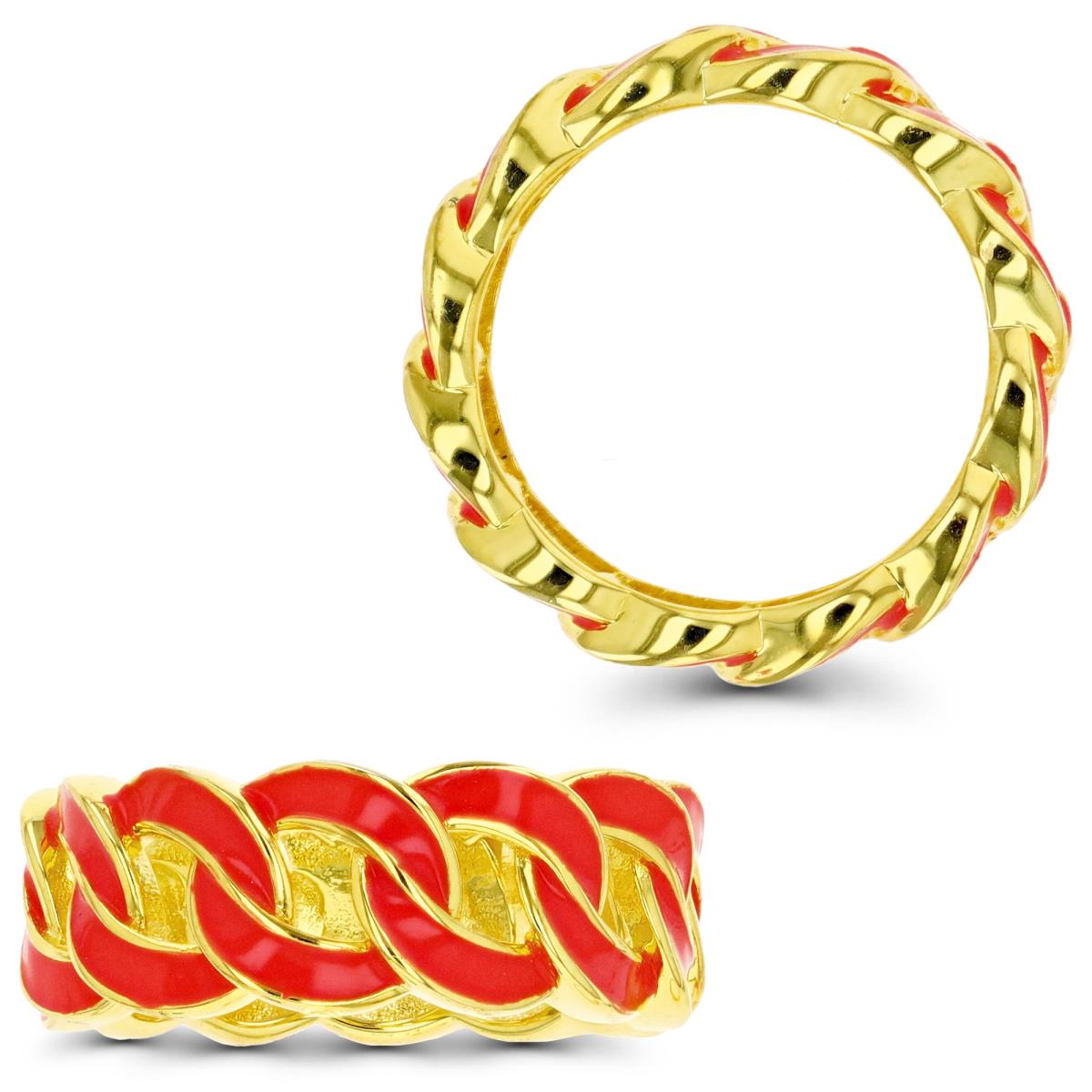 Sterling Silver Yellow Pink Enamel Chain Eternity Ring