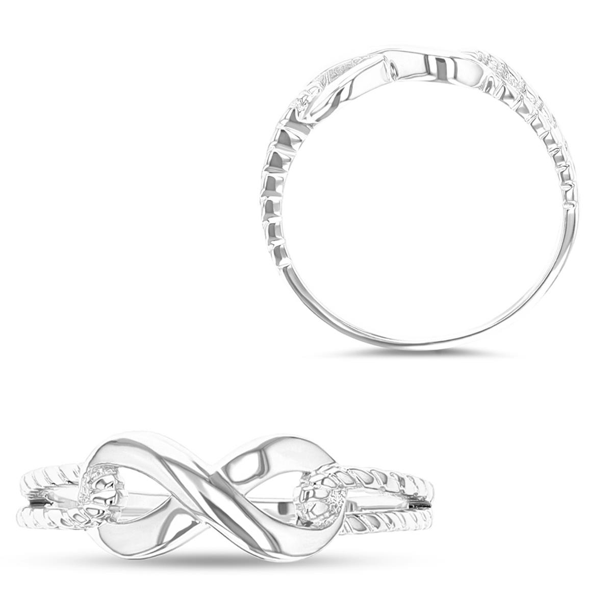 Sterling Silver Rhodium 6MM Fashion Twisted & Polished Infinity Ring