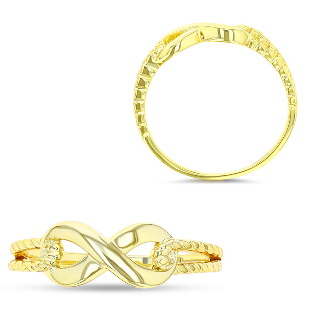 Sterling Silver Yellow 6MM Fashion Twisted & Polished Infinity Ring