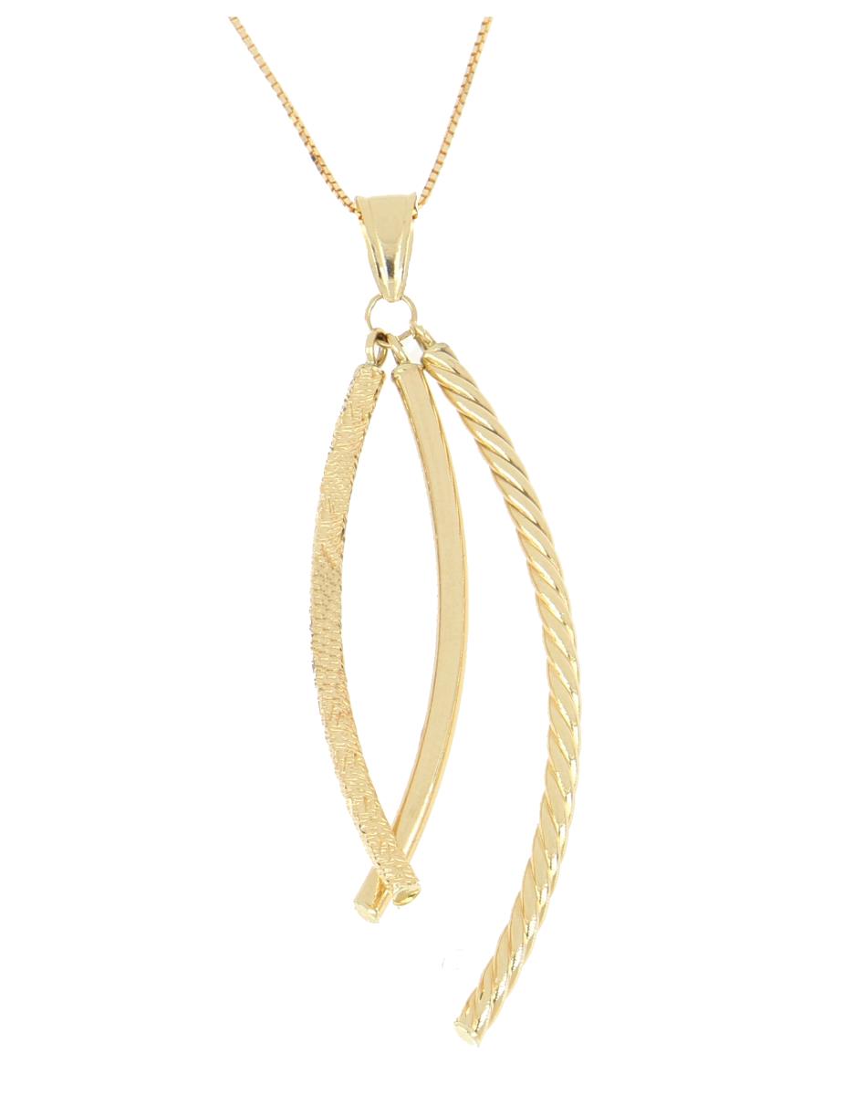 14K Yellow Gold Polished, DC & Rope Tube Dangling 16"+2" Necklace