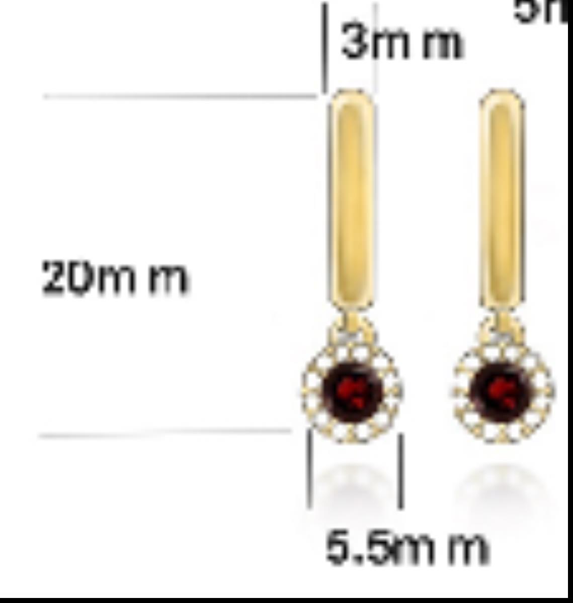 14K Yellow Gold Garnet & 0.12 CTTW Diamonds Halo Huggie Earring