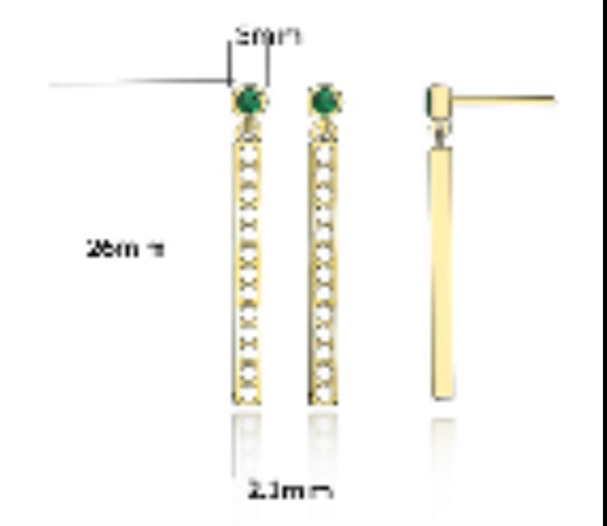 10K Yellow Gold Emerald & 0.13 CTTW Diamonds Bar Dangling Earring