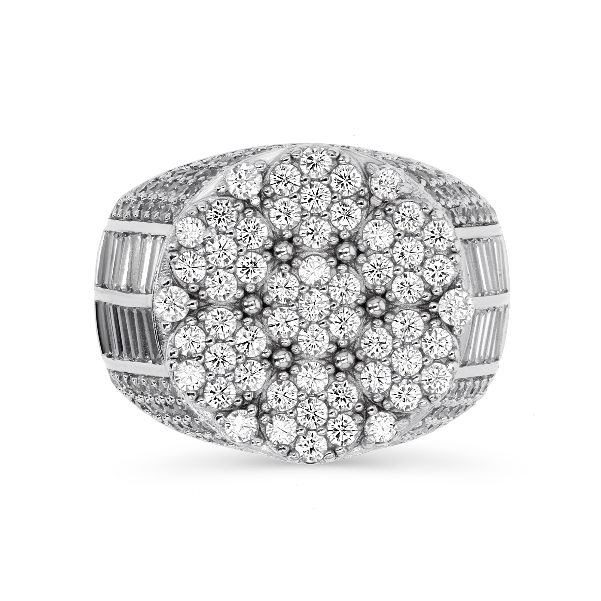 Sterling Silver Rhodium 18mm Fashion Micropave White CZ Ring
