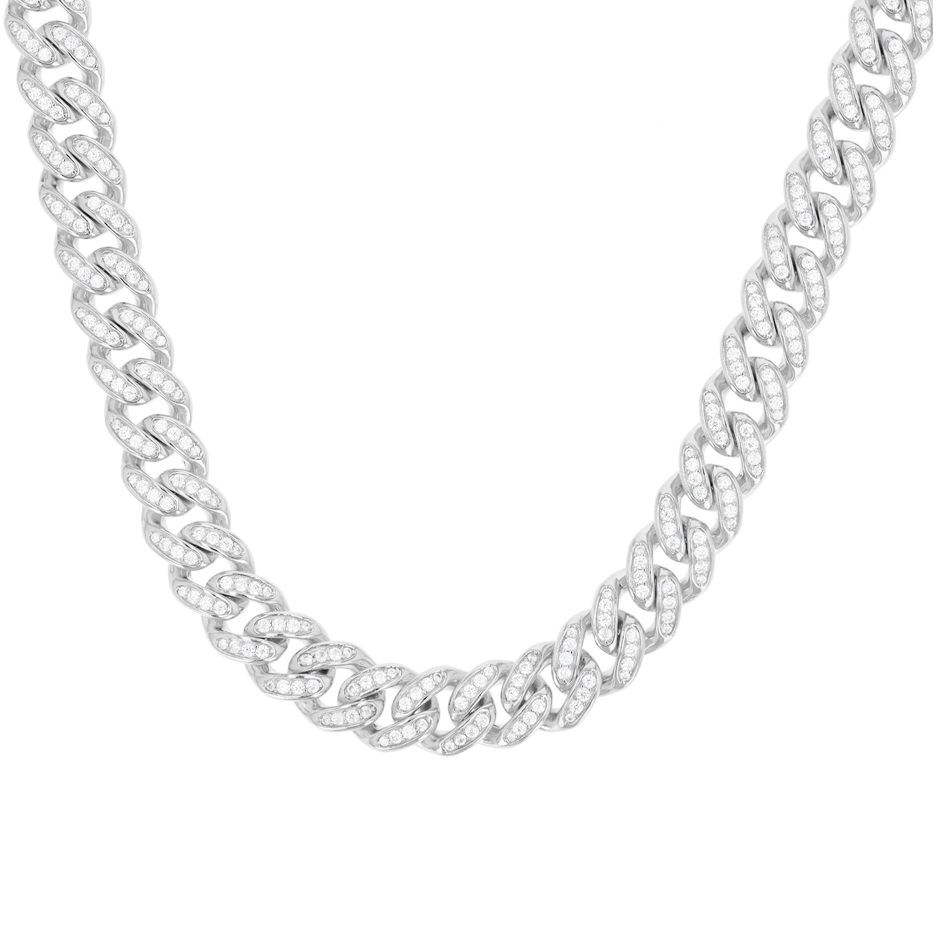 Sterling Silver Rhodium 10MM 24" Cuban Chain Necklace