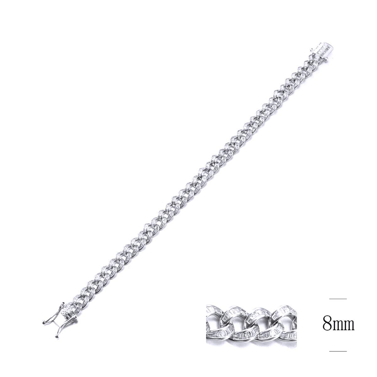 Sterling Silver Rhodium 8MM Cuban Chain Bracelet