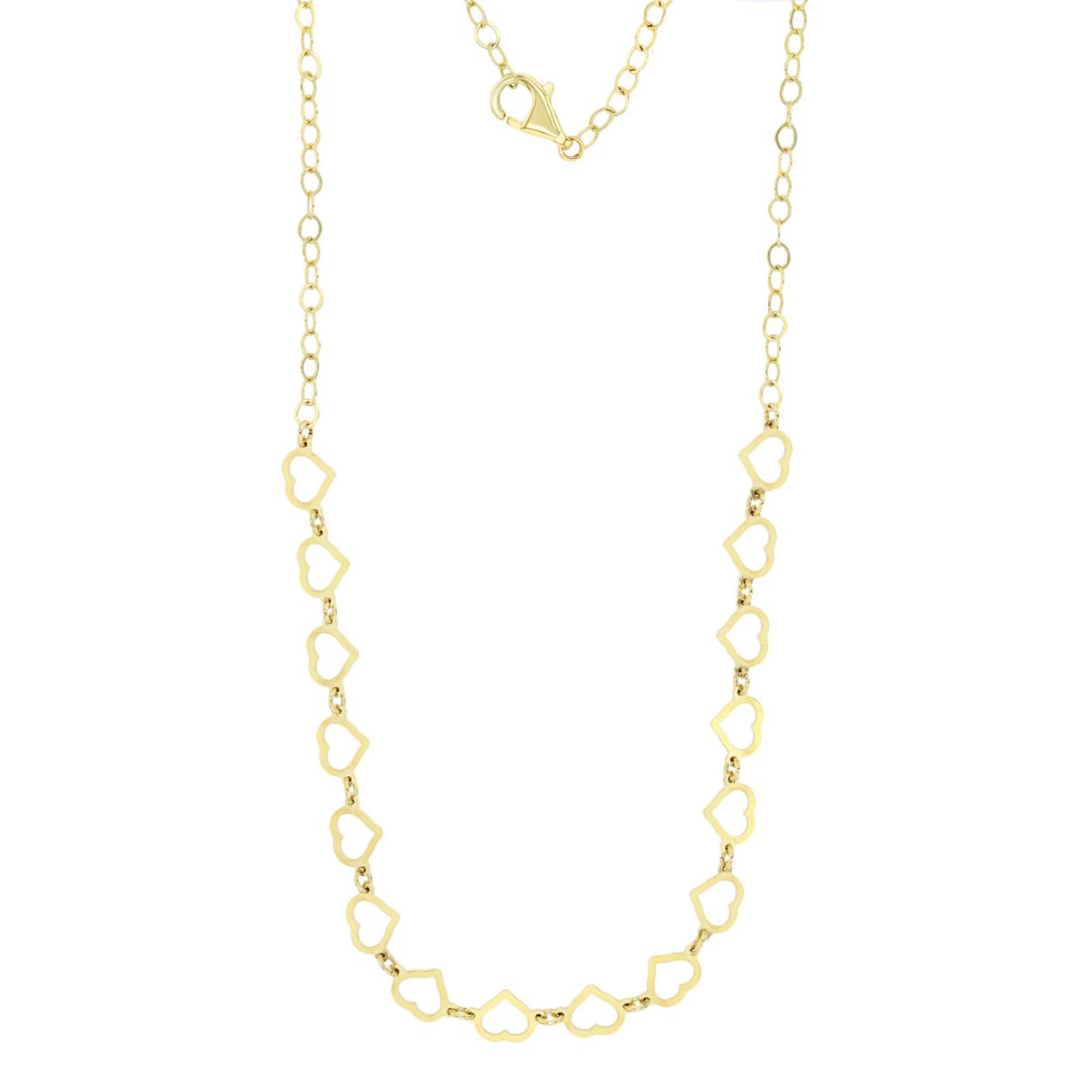 14K Yellow Gold Heart Links 17" Necklace