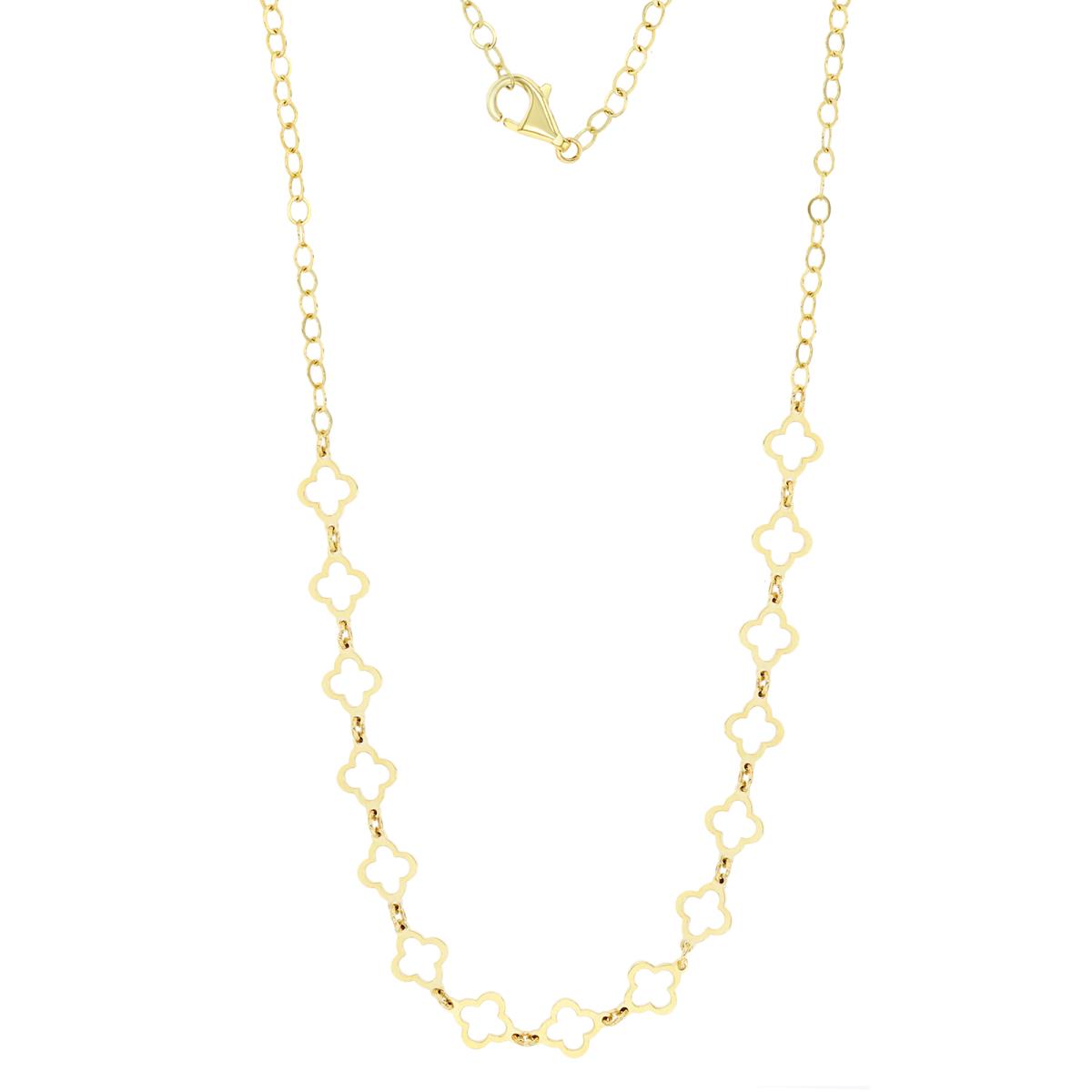 14K Yellow Gold Clover Links 17" Necklace