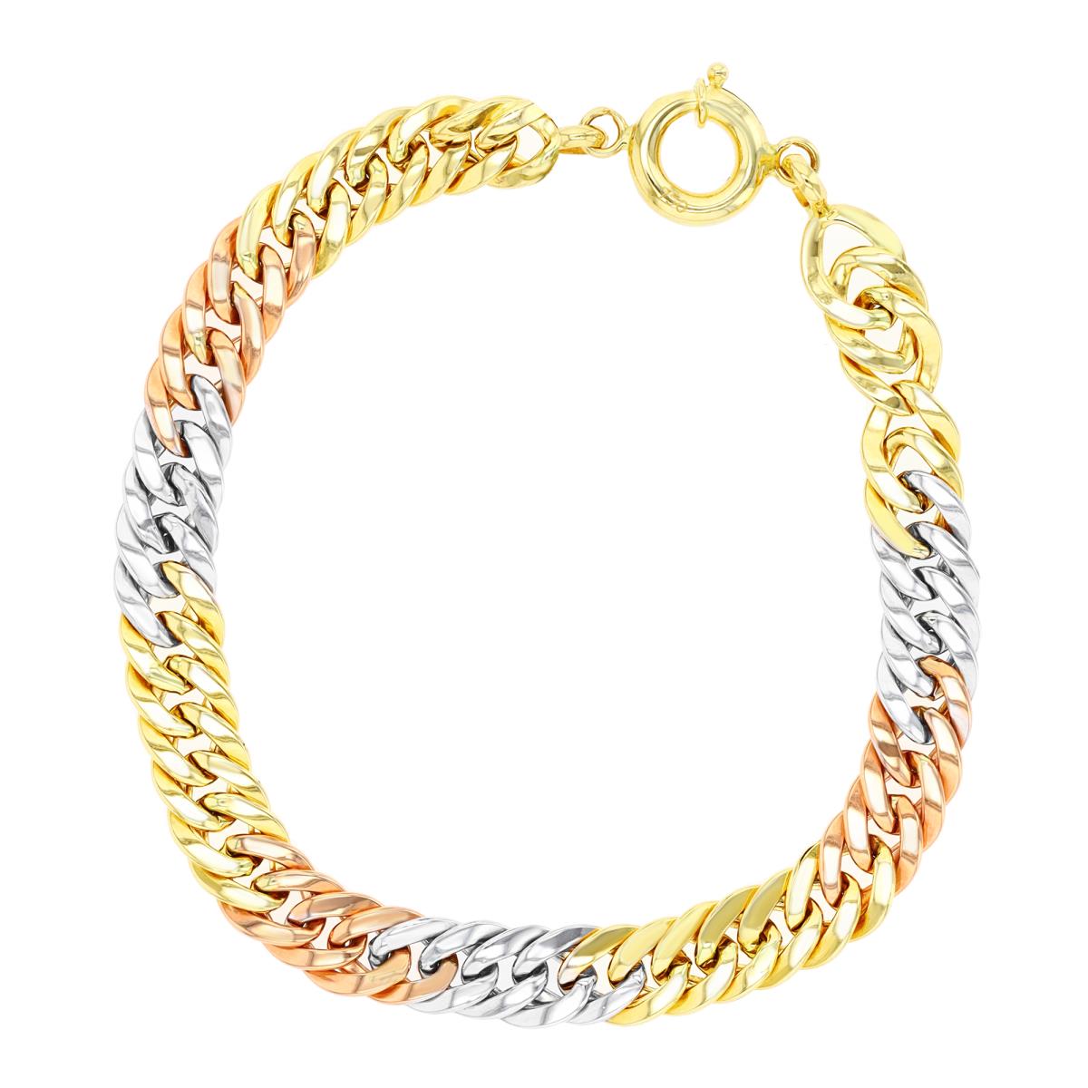 14K Tri-Color Gold Tight Hollow Curb 17" Chain